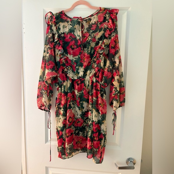 H&M Floral Green Ruffle Mini Dress – M – Excellent Condition - Picture 9 of 16
